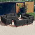 NNEVL 13 Piece Garden Lounge Set with Anthracite Cushions Pinewood