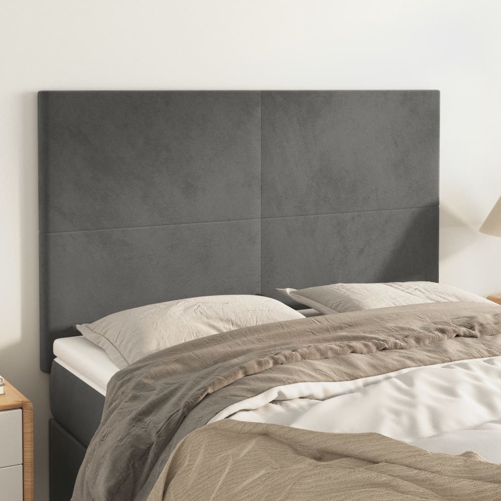 NNEVL Headboards 4 pcs Dark Grey 72x5x78/88 cm Velvet