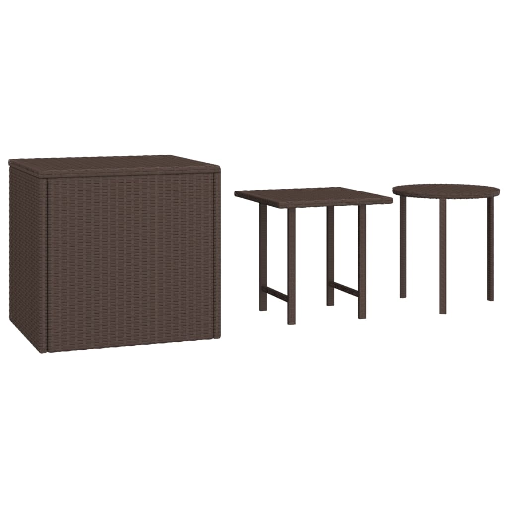 NNEVL Side Tables 3 pcs Brown Poly Rattan