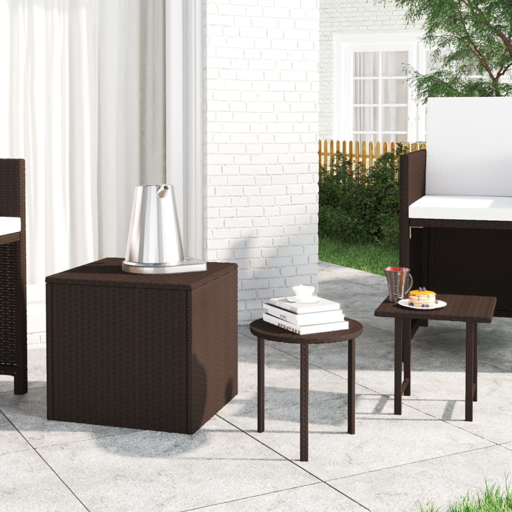 NNEVL Side Tables 3 pcs Brown Poly Rattan