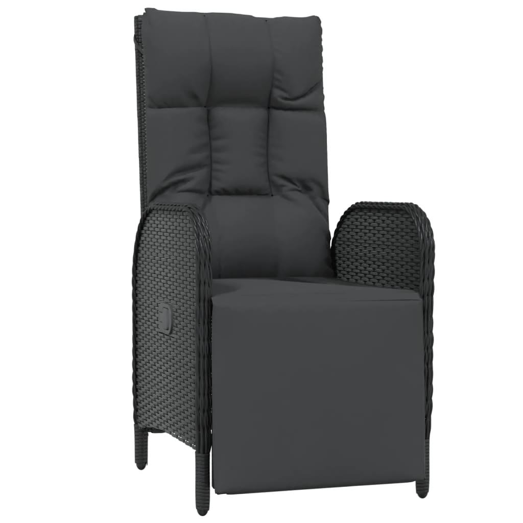 NNEVL Outdoor Reclining Chairs with Cushions 2 pcs Poly Rattan Black