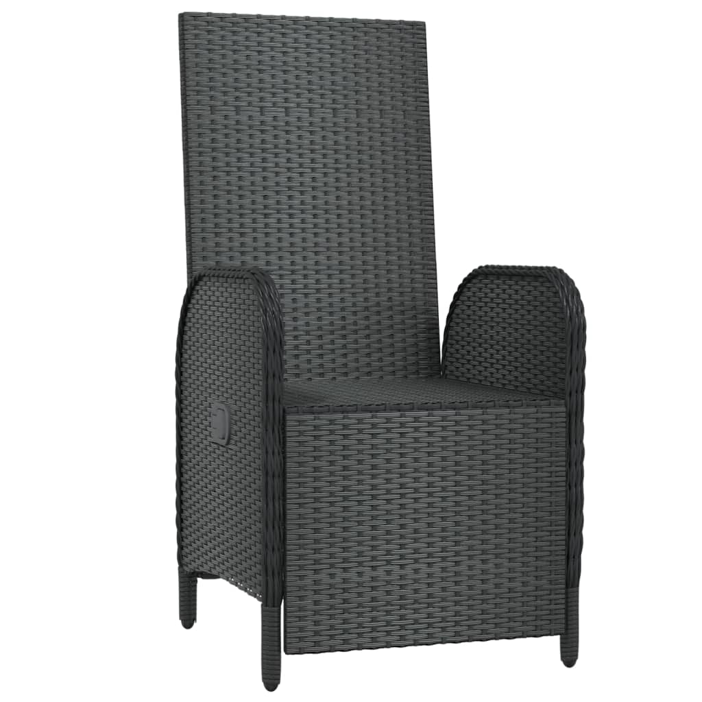 NNEVL Outdoor Reclining Chairs with Cushions 2 pcs Poly Rattan Black