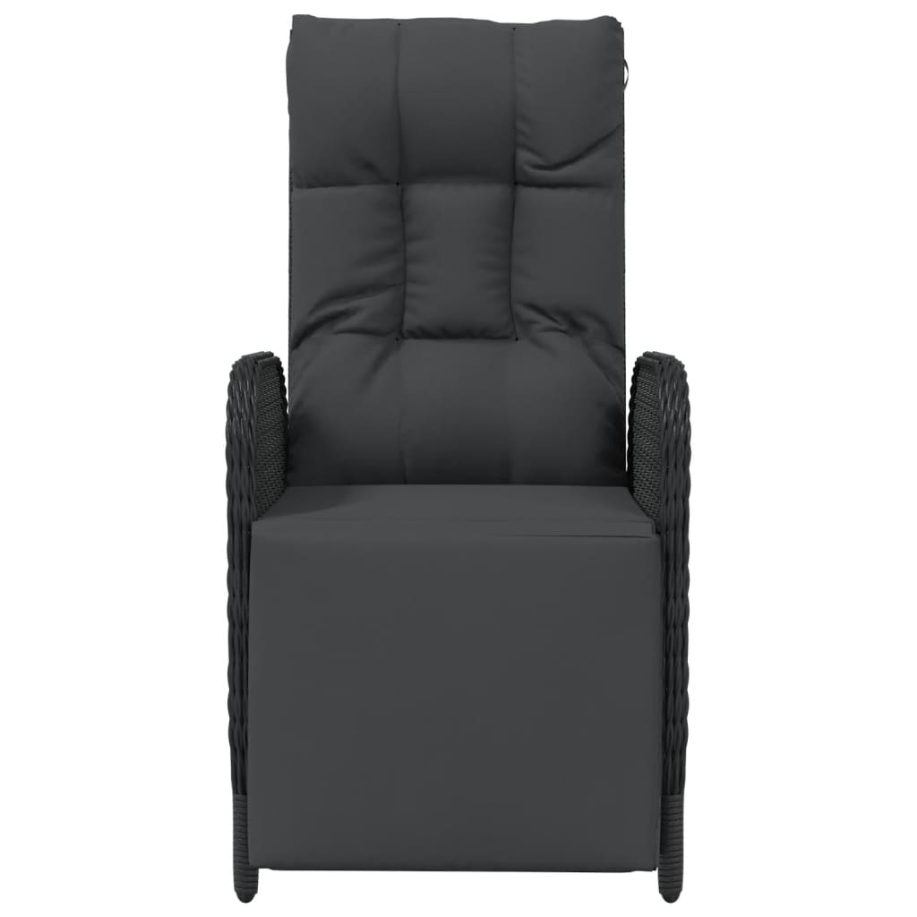 NNEVL Outdoor Reclining Chairs with Cushions 2 pcs Poly Rattan Black