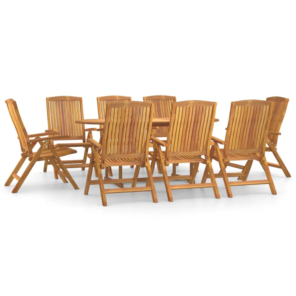 NNEVL 9 Piece Garden Dining Set Solid Wood Teak