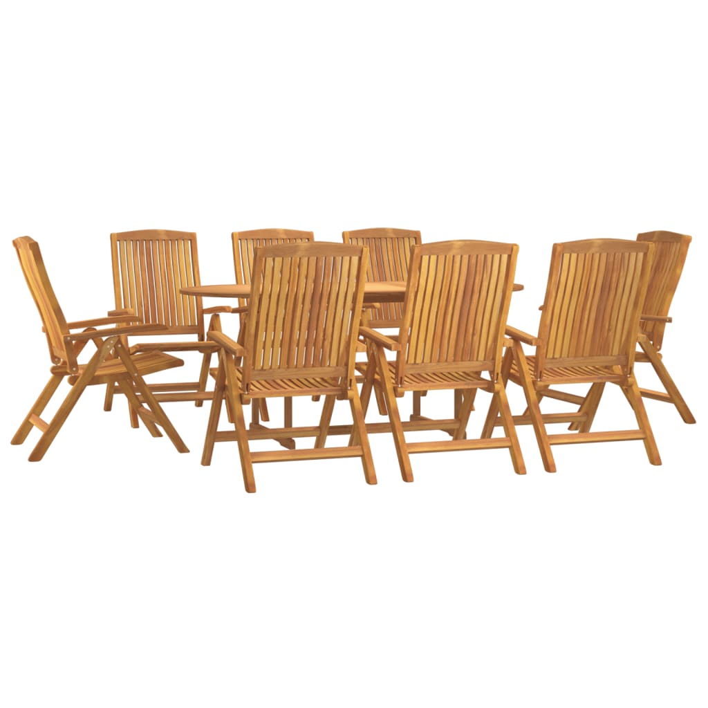 NNEVL 9 Piece Garden Dining Set Solid Wood Teak