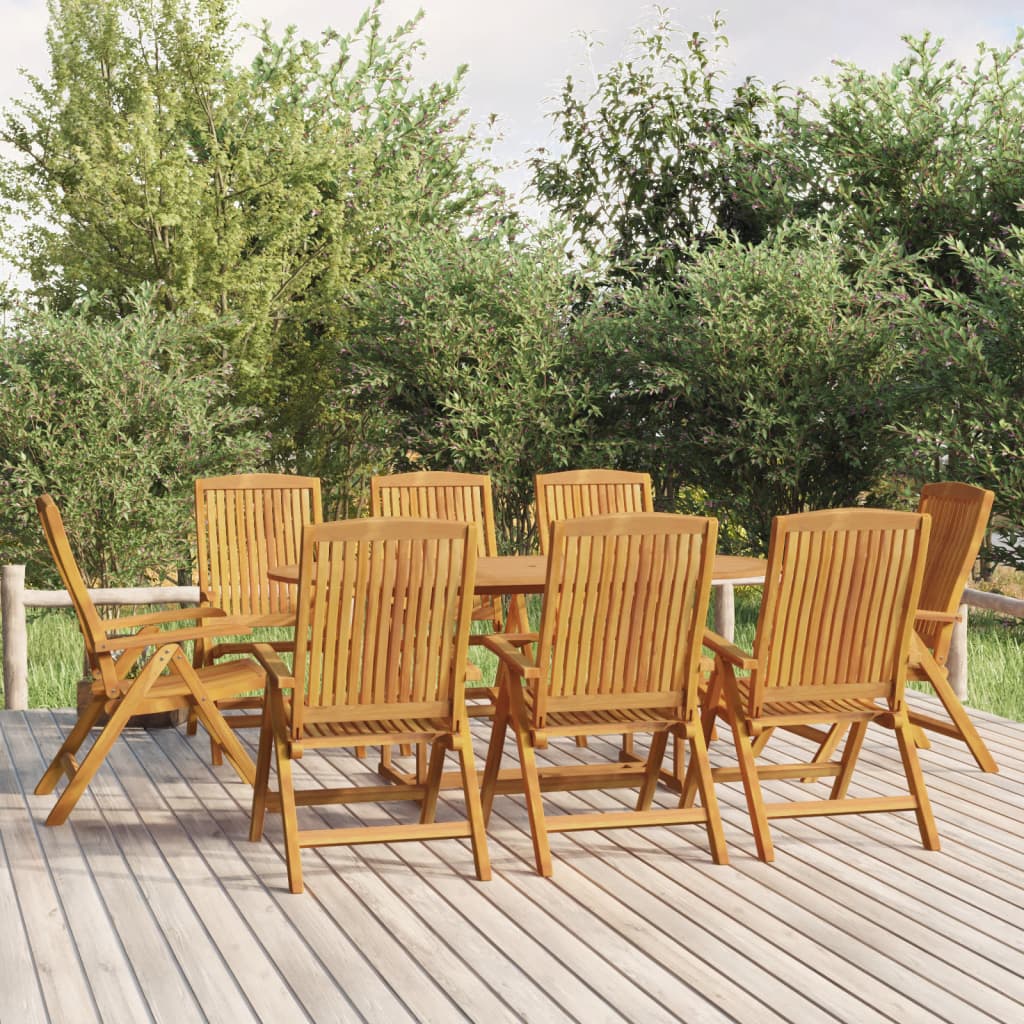 NNEVL 9 Piece Garden Dining Set Solid Wood Teak