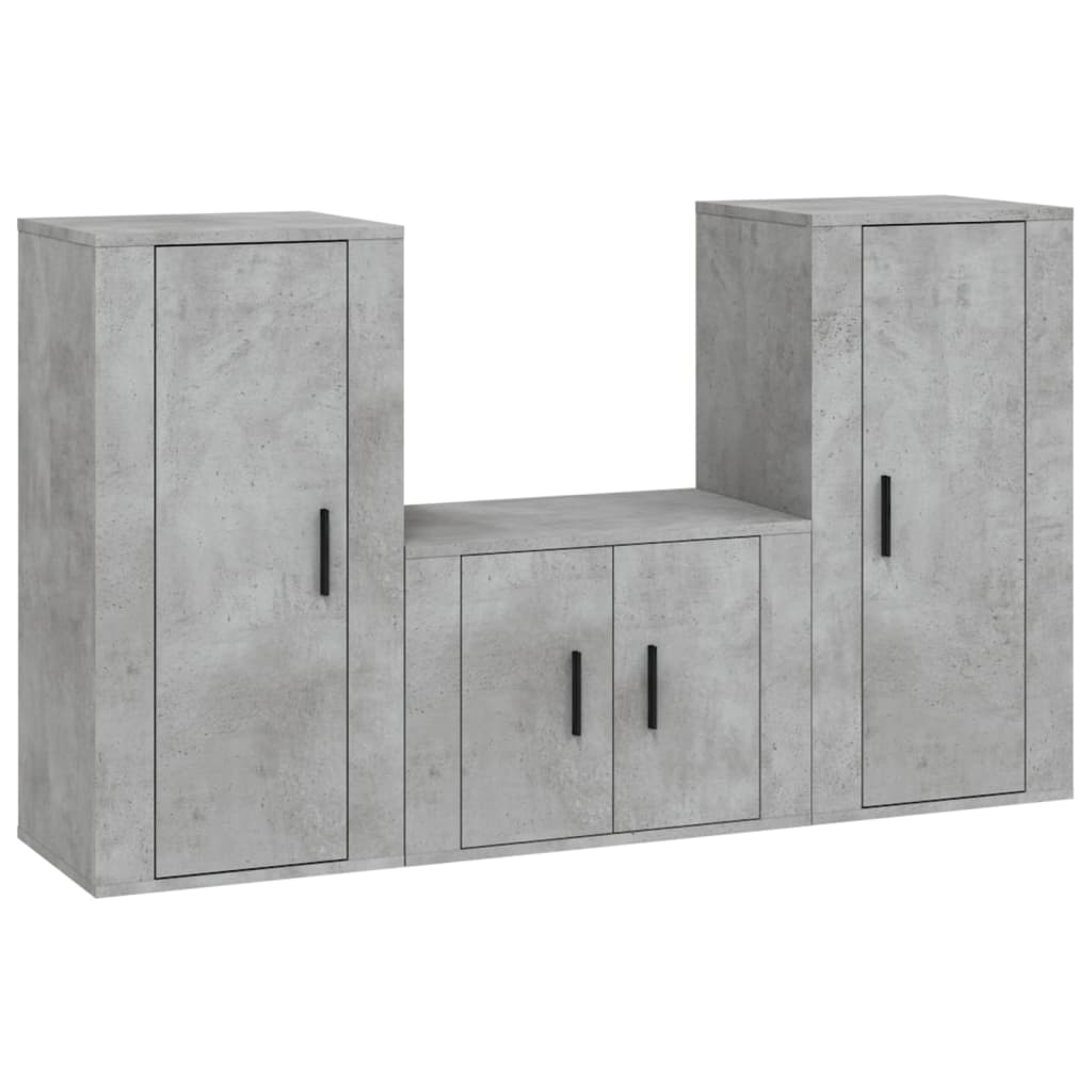 NNEVL 3 Piece TV Cabinet Set Concrete Grey Engineered Wood
