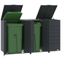 NNEVL Wheelie Bin Storage for 3 Bins Anthracite 207x79x117 cm Steel