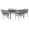 NNEVL 5 Piece Garden Dining Set with Cushions Grey Poly Rattan Glass