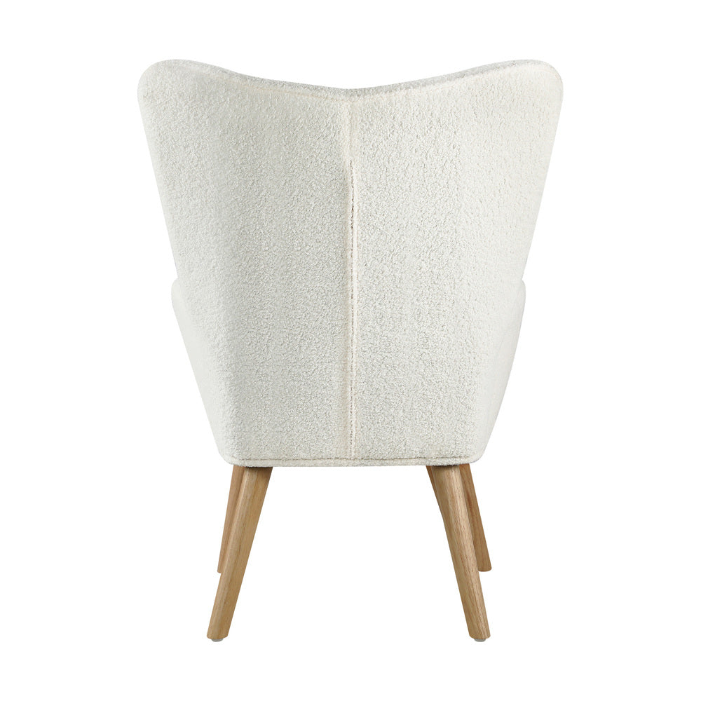 NNEED Armchair with Footstool Sherpa White