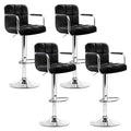 NNEDSZ Set of 4 Bar Stools Gas lift Swivel Armrests - Steel and Black