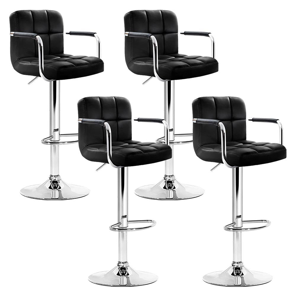 NNEDSZ Set of 4 Bar Stools Gas lift Swivel Armrests - Steel and Black