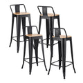 Artiss 4x Bar Stools Kitchen Counter High Chair Dining Stackable Metal Black