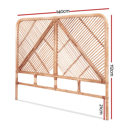 Artiss Bed Headboard Double Bedhead Rattan - FRED Pine