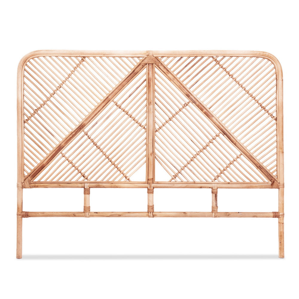 Artiss Bed Headboard Double Bedhead Rattan - FRED Pine