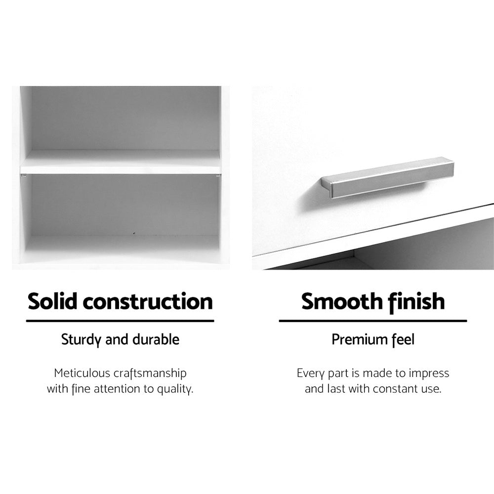 NNEDSZ 185cm Bathroom Tallboy Toilet Storage Cabinet Laundry Cupboard Adjustable Shelf White