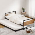 NNEDSZ Artiss Bed Frame 2x Single Size Metal Trundle Daybed DEAN