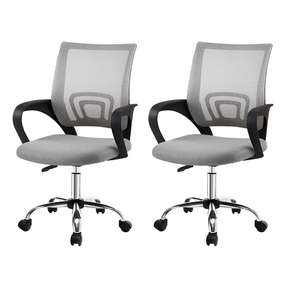 NNEDSZ Artiss 2x Mesh Office Chair Mid Back Grey
