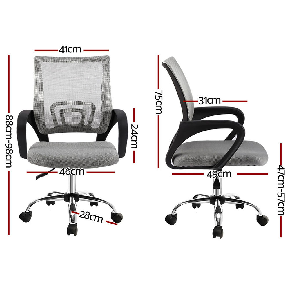 NNEDSZ Artiss 2x Mesh Office Chair Mid Back Grey
