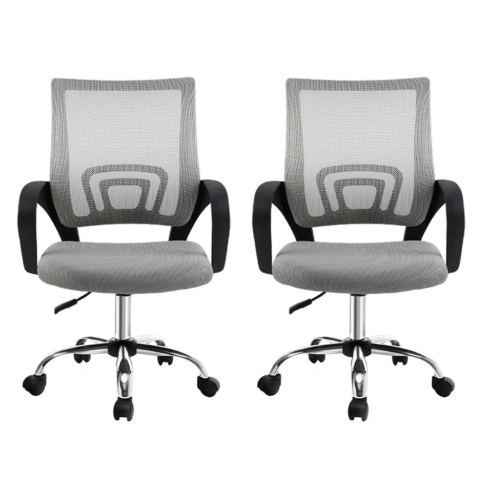 NNEDSZ Artiss 2x Mesh Office Chair Mid Back Grey