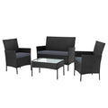 NNEDSZ 4-piece Wicker Outdoor Set - Black