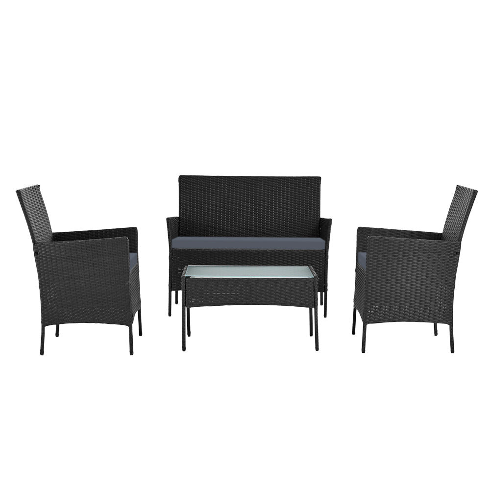 NNEDSZ 4-piece Wicker Outdoor Set - Black