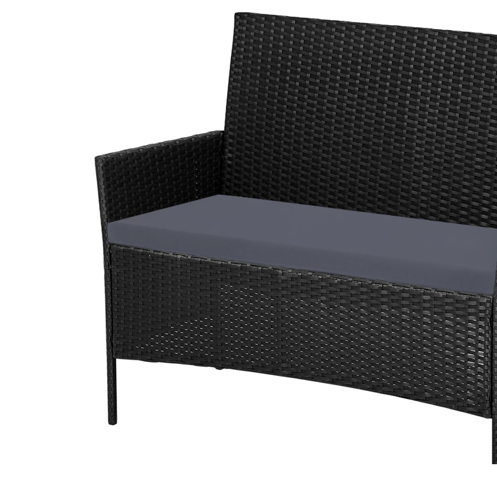 NNEDSZ 4-piece Wicker Outdoor Set - Black