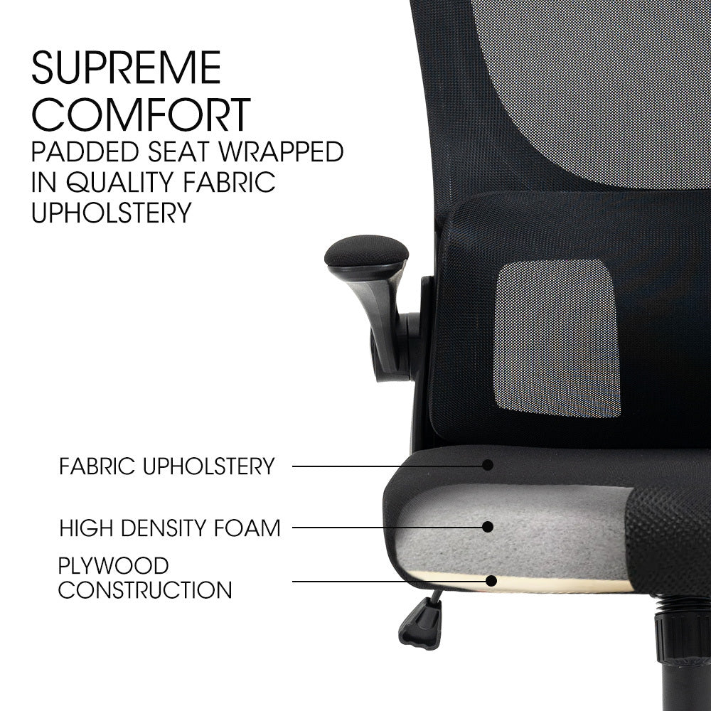 NNEMB Ergonomic Office Desk Chair-10 Position Lumbar Support-Mesh Fabric-Retractable Armrests-Black