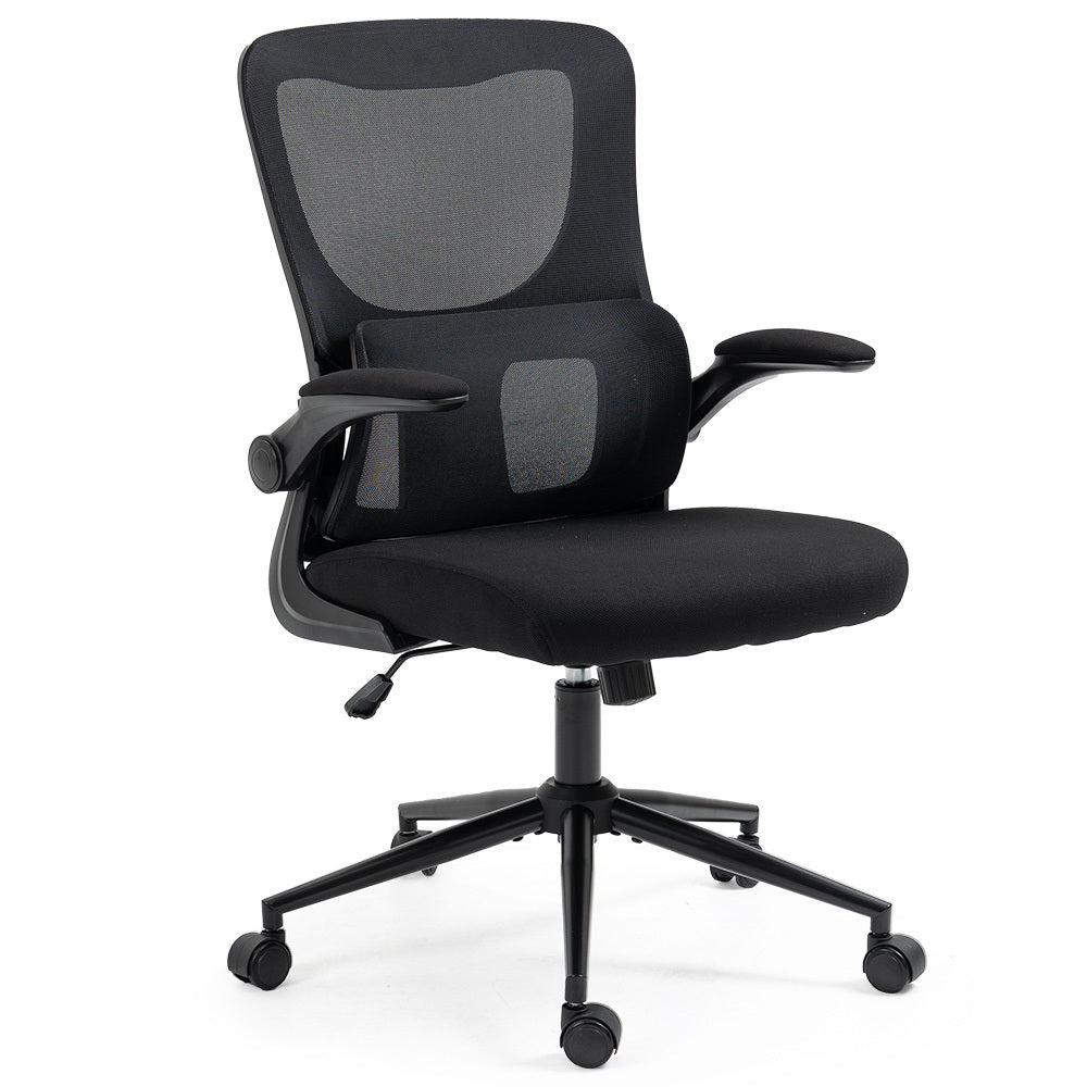 NNEMB Ergonomic Office Desk Chair-10 Position Lumbar Support-Mesh Fabric-Retractable Armrests-Black