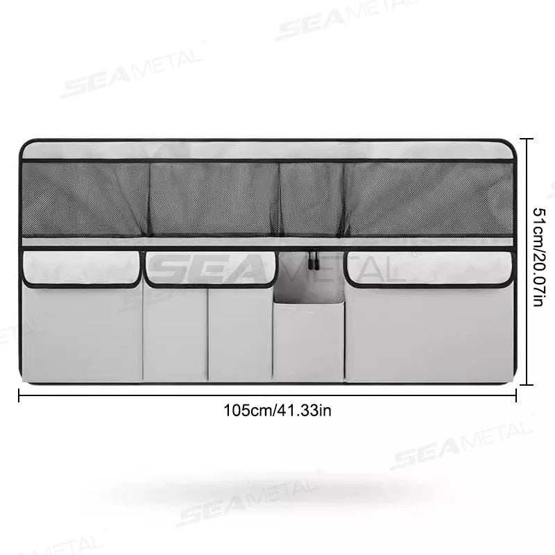 9-Pocket Car Seat Back Organizer Wear-Resistant Oxford Cloth Gray