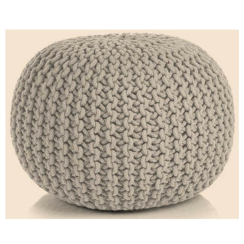 NNEDSZ Ottoman Pouffe Footstool Hand Knitted (Beige)