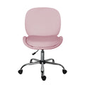 Office Desk Chair - Velvet Armless Swivel Study Seat OVOID PINK