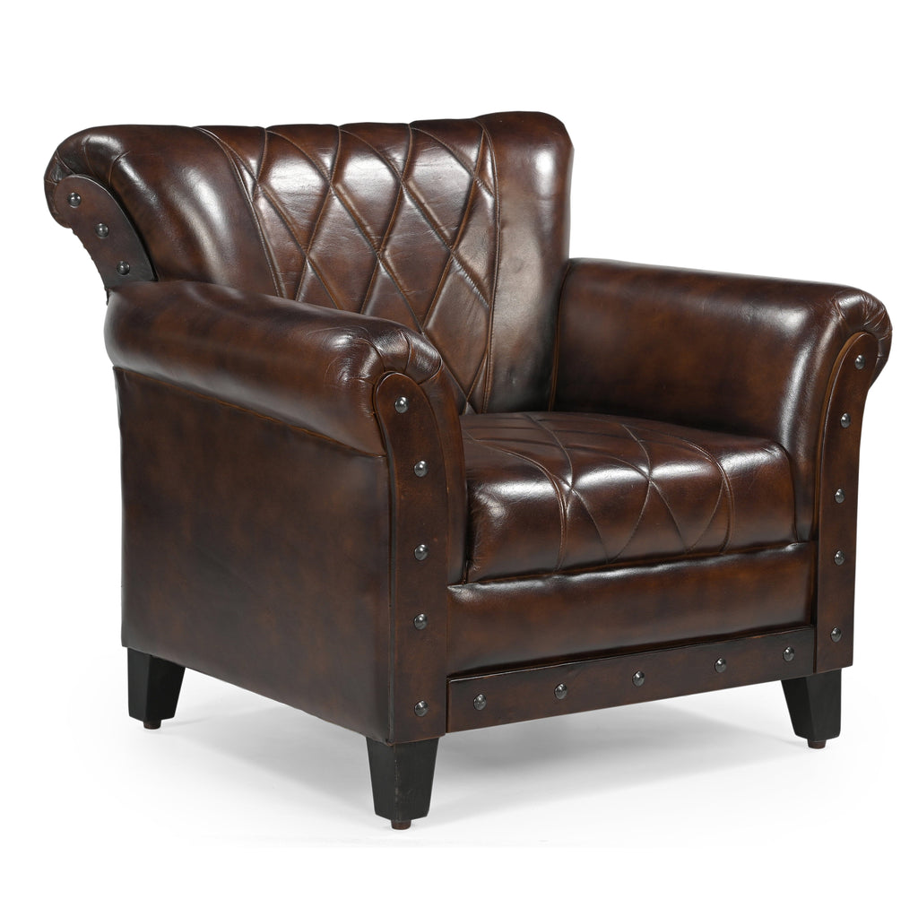 NNEDSZ STUDDED LEATHER ARM CHAIR