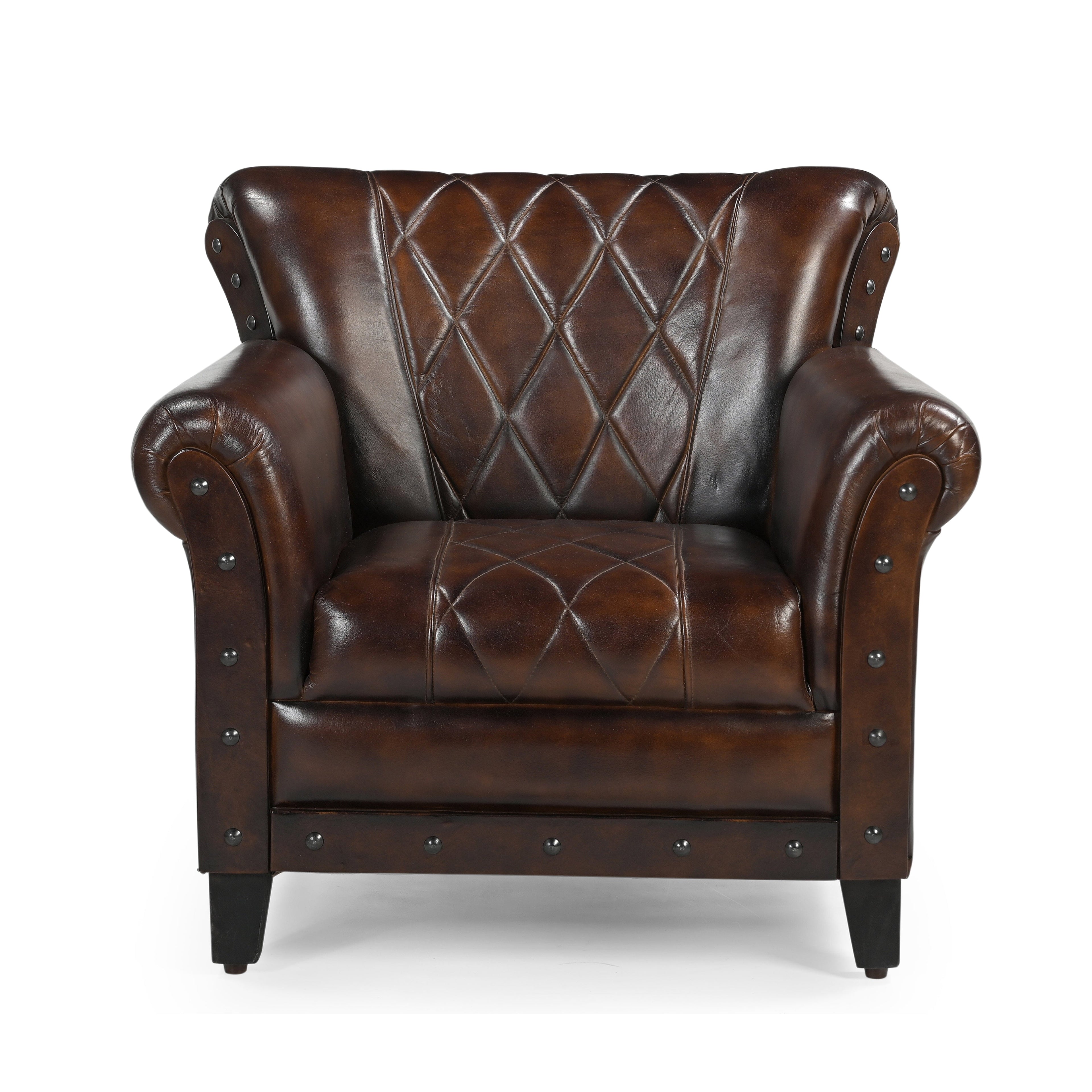 NNEDSZ STUDDED LEATHER ARM CHAIR