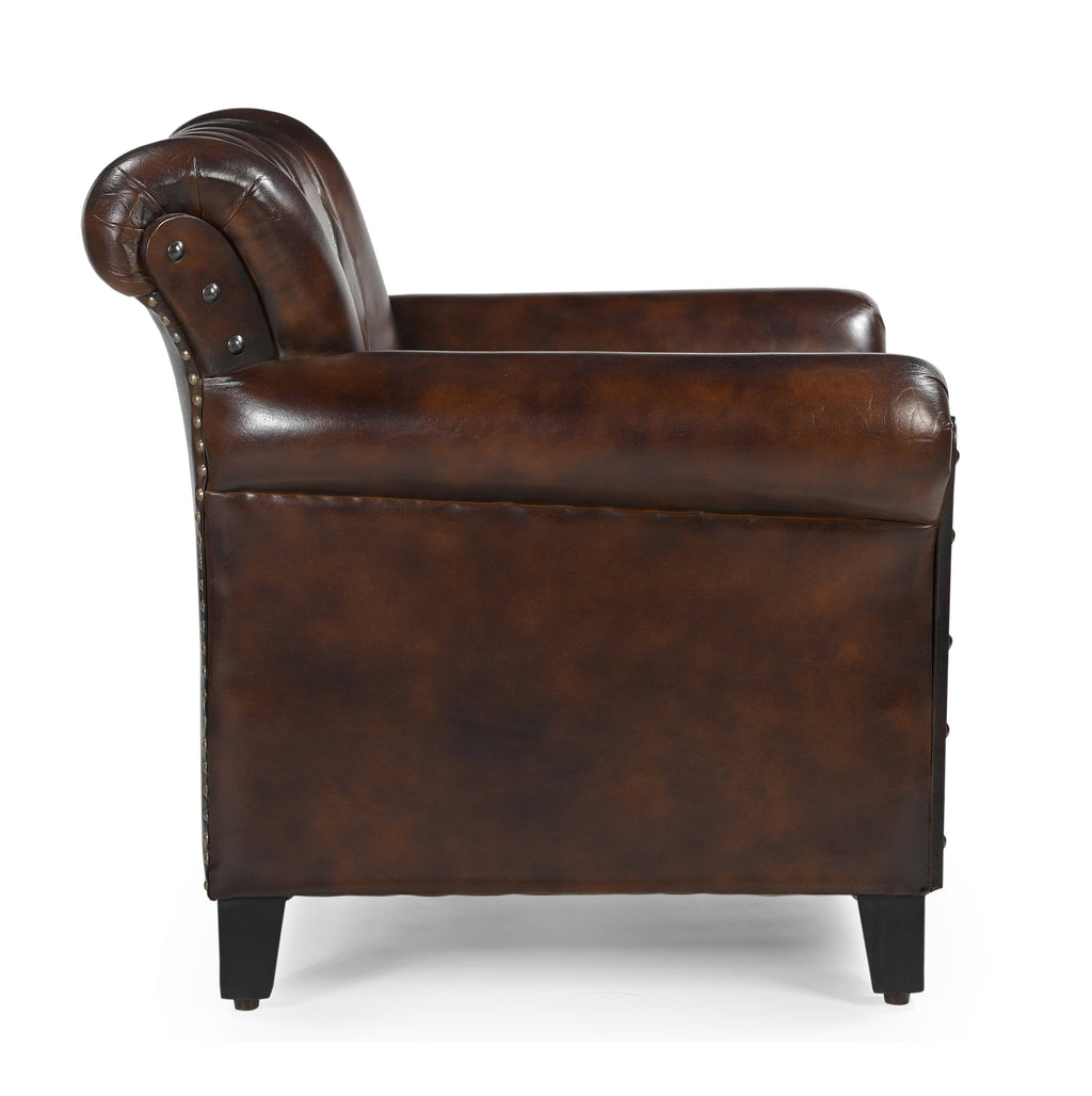 NNEDSZ STUDDED LEATHER ARM CHAIR