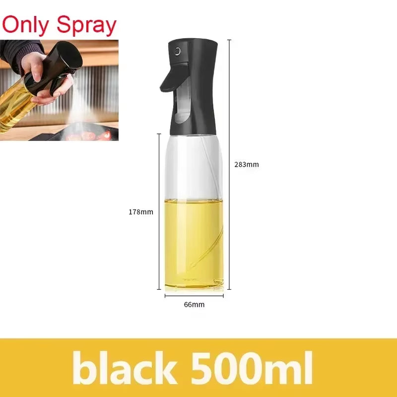 Dual Capacity Oil Spray Bottle - 200/300/500ml Kitchen Oil, Vinegar, and Soy Sauce Sprayer Container