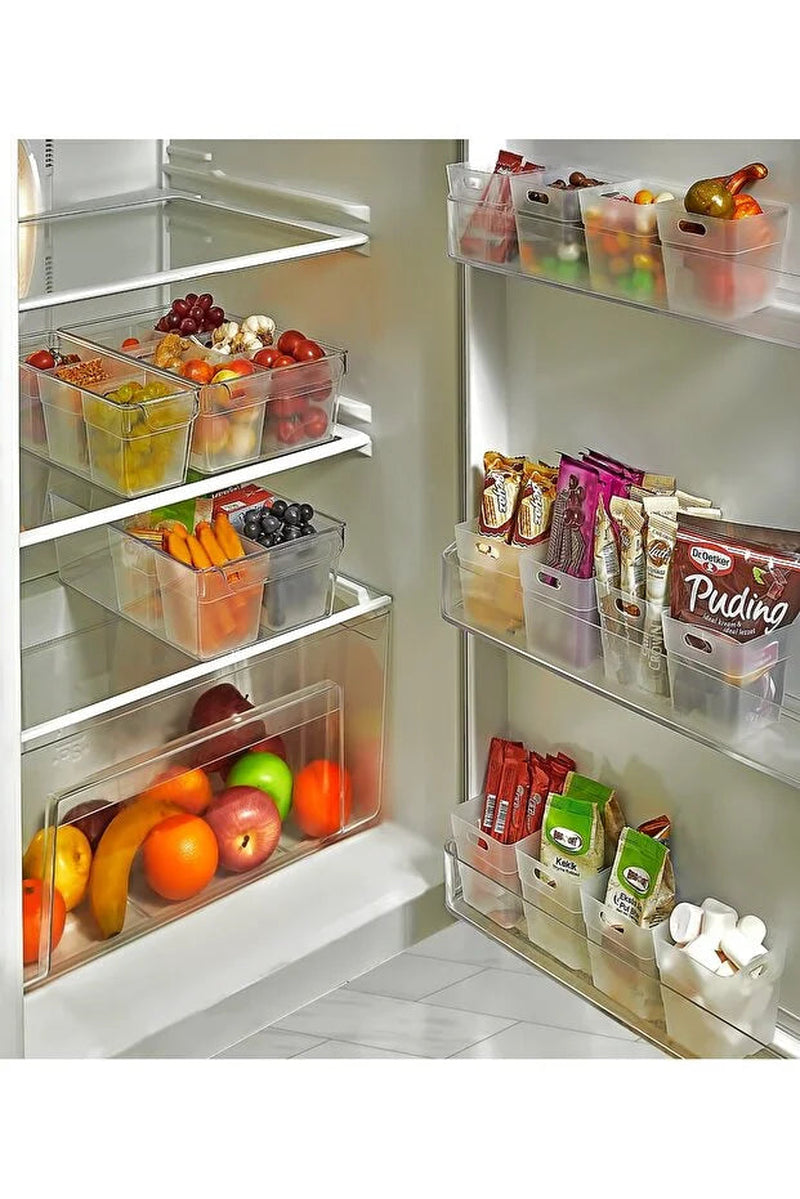 Set of 6 Fridge Organizer Bins Refrigerator Door Storage Boxes Clear Plastic Food Storage Containers