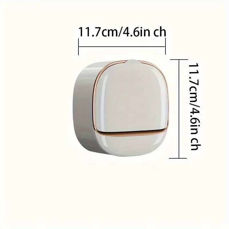 Luxury Soap Holder with Drain Tray, Waterproof Soap Dish Holder, Wall Mounted Drain Soap Box with Flip Lid for Bathroo