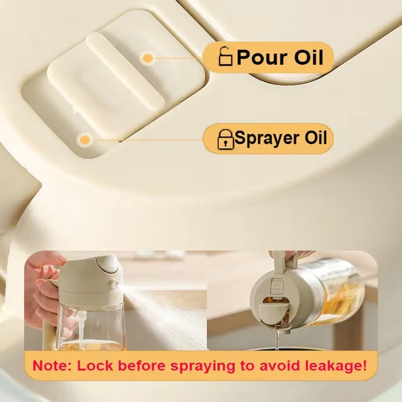 Dual Capacity Oil Spray Bottle - 200/300/500ml Kitchen Oil, Vinegar, and Soy Sauce Sprayer Container
