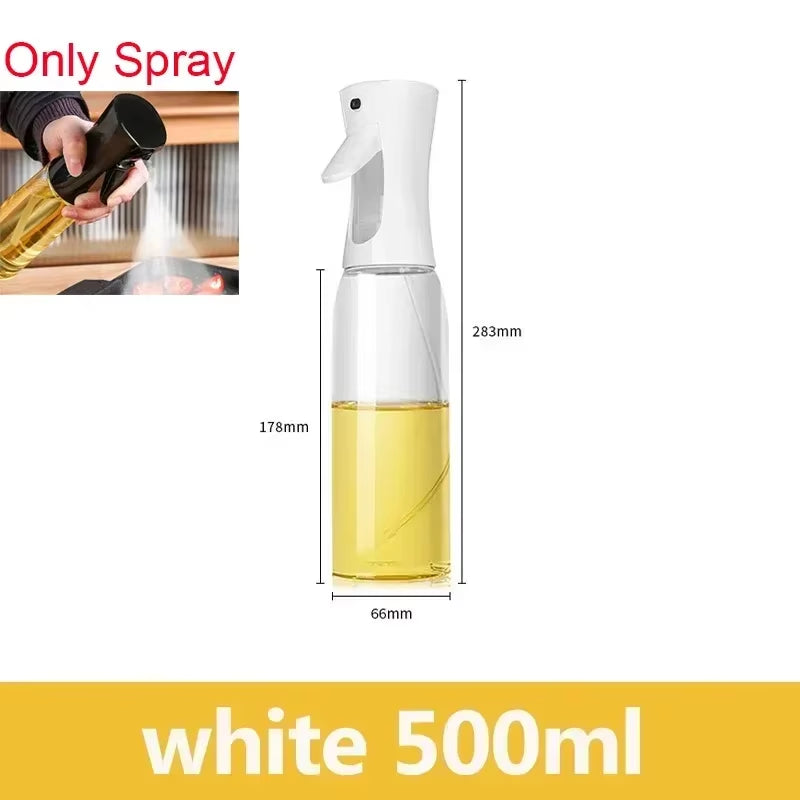 Dual Capacity Oil Spray Bottle - 200/300/500ml Kitchen Oil, Vinegar, and Soy Sauce Sprayer Container