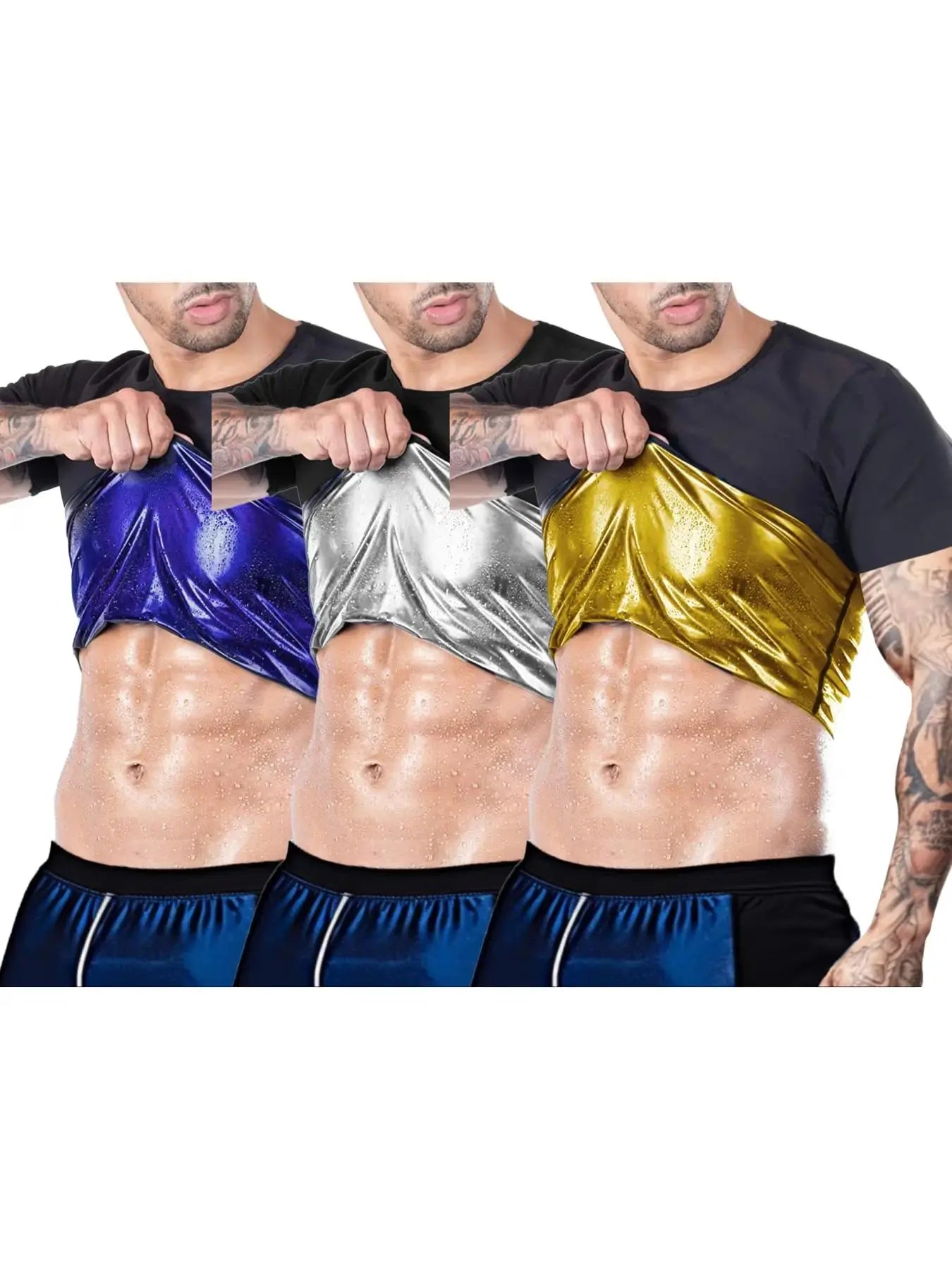 Men'S Sweat Sauna T-Shirts, Athletic Short Sleeve Tee, Weight Lose Workout Slimming Body Shaper, Fitness Waist Trainer, Men'S Shapewear, Gym Wear, Workout Top