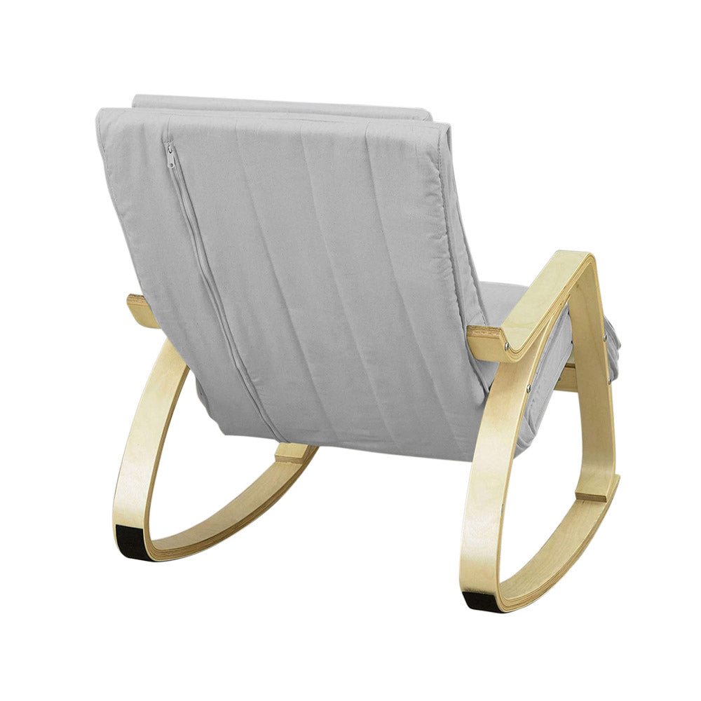 Houpací křeslo, s nastavitelnou opěrkou nohou - šedé