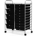 NNECW 15 Drawer Rolling Storage Cart with Wheels for Home Office Black